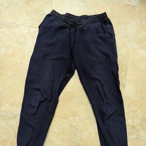Uniqlo Women's Fleece Pants - Navy with Black Stripe - Small